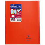 CLAIREFONTAINE Cahier piqué Koverbook 24x32cm 96 pages petits carreaux + marge couverture polypropylène transparent - Rouge