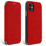 Avizar Étui Apple iPhone 11 Housse Simili-Cuir Clapet Porte-carte Support Vidéo Rouge