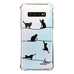 Evetane Coque Samsung Galaxy S10 anti-choc souple angles renforcés transparente Motif Chat Lignes