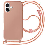 Avizar Coque Cordon Semi Rigide Soft touch pour iPhone 16 Plus Rose Champagne