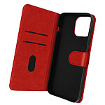 Avizar Housse iPhone 14 Pro Max Clapet Portefeuille Fonction Support Vidéo Rouge Chesterfield