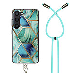 Avizar Coque pour Samsung S23 Motif Marbre Dos Rigide Cordon Amovible Vert