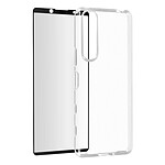 Avizar Coque Sony XPeria 5 III Silicone Souple Verre Trempé 9H Transparent Noir