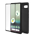 Avizar Coque pour Google Pixel 6a Souple Noir et Verre Trempé 9H  Contour Noir