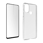 Avizar Coque Motorola Moto E20 Silicone Souple Verre Trempé 9H Transparent