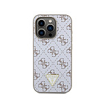 Guess Coque pour Apple iPhone 15 Pro Motif 4G Triangle Blanc