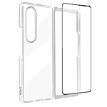 Avizar Coque pour Samsung Galaxy Z Fold 4 Silicone Gel et Verre Trempé 9H contour noir