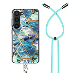 Avizar Coque pour Samsung S23 Motif Marbre Dos Rigide Cordon Amovible  Bleu / Vert