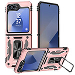 Avizar Coque pour Samsung Galaxy Z Flip 6 Hybride Bague Support Magnétique Rose Champagne