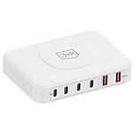 3mk Station de Charge GaN 100W Induction Qi 2x USB 4x USB C Power Delivery Blanc