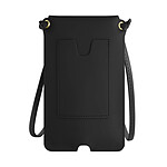 Avizar Pochette Bandoulière Smartphone avec Rangement carte Simili cuir  noir