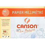 CANSON Pochete 12 feuilles Papier millimétré Bleu A4 90 g