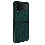 Avizar Coque pour Samsung Z Flip 4 Cuir Texture Croco Série Crocs Wild  vert foncé