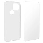 Avizar Coque Google Pixel 5 Souple et Film Verre Trempé 9H - transparent