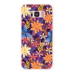 LaCoqueFrançaise Coque Samsung Galaxy S8 Silicone Liquide Douce rose pâle Fleurs violettes et oranges