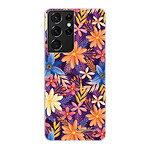 LaCoqueFrançaise Coque Samsung Galaxy S21 Ultra 5G 360 intégrale transparente Motif Fleurs violettes et oranges Tendance