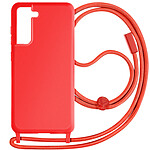 Avizar Coque Cordon pour Samsung Galaxy S21 FE Semi-Rigide Lanière 80cm Rouge