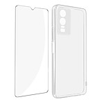 Avizar Coque pour Vivo Y76 5G Silicone Souple et Film Verre Trempé 9H  Transparent