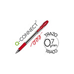 Q-CONNECT Stylo-bille transparent trait 0.4mm pointe moyenne 0.7mm encre douce grip caoutchouc coloris rouge x 12