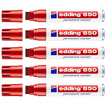 EDDING Marqueur Permanent 850 Rouge Corps Alu Pointe Large 5-15 mm x 5