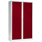 VINCO Armoire Monobloc FUN H198xL120xP43 cm 4 Tablettes Blanc Rideaux Rouge