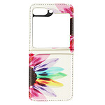 Avizar Coque Sun Flower pour Samsung Galaxy Z Flip 5 Rigide revêtement simili cuir  Multicolore