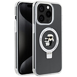 Karl Lagerfeld Coque MagSafe pour iPhone 15 Pro Silicone Gel Coins Renforcés Transparent