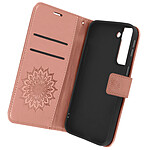 Avizar Étui Samsung S21 Plus Portefeuille Support Vidéo Motif Mandala Fleur Rose gold