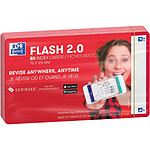 OXFORD Pack 80 Fiches Bristol Flash 2.0 - 7,5 x 12,5cm Fond Blanc Uni Cadre Rouge