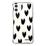 Evetane Coque iPhone 11 anti-choc souple angles renforcés transparente Motif Coeurs Noirs