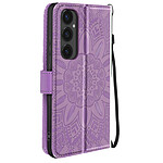 Avizar Étui Mandala Fleurs pour Galaxy S24 FE Portefeuille Support Dragonne Violet