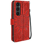 Avizar Étui Mandala Fleurs pour Galaxy S24 FE Portefeuille Support Dragonne Rouge