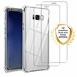 Evetane Coque Samsung Galaxy S8 Antichocs Silicone + 2 Vitres en Verre Trempé Protection écran