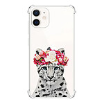 Evetane Coque iPhone 12 mini anti-choc souple angles renforcés transparente Motif Leopard Couronne