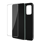 Avizar Coque pour Samsung Galaxy A52 et A52s Souple Noir et Verre Trempé 9H  Transparent