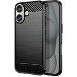 Avizar Coque pour iPhone 16 Plus Antichoc Design Carbone Brossé Noir