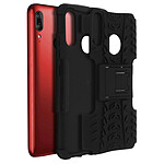 Avizar Coque Motorola Moto E6 Plus Rigide Silicone Antichoc Béquille Support Noir