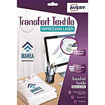 AVERY pochette de 15 transferts pour textiles blancs ou clairs. A4. Impression laser