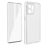 Avizar Coque pour Oppo Find X5 Silicone Souple et Film Verre Trempé 9H Incurvé  Transparent