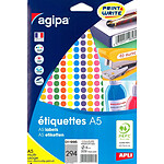 AGIPA Etui A5 ( 7F ) de 2058 Pastilles Gommettes Rondes 8 mm Assorties