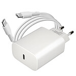 Forcell Chargeur Secteur USB-C 25W Power Delivery + Câble USB-C 3A 1m  Blanc