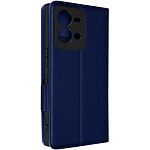 Avizar Étui pour Vivo X80 Lite Portefeuille Support Vidéo Aspect Cuir Grainé  Bleu Nuit