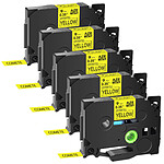 5 Rubans TZe-621 Noir sur Jaune cassette recharge pour étiqueteuse Brother