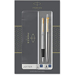 PARKER Coffret stylos JOTTER corps Acier attribut Or bille et plume pointe moyenne