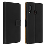 Avizar Housse Galaxy A20e Cuir Véritable Porte cartes Fonction Support Antichoc Noir