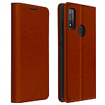 Avizar Étui Huawei P smart 2020 Folio Cuir Véritable Porte cartes Support Vidéo Marron