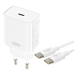 XO Chargeur Secteur USB-C Power Delivery 20W Compact avec Câble USB-C 60W Blanc