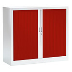 VINCO Armoire Monobloc FUN H100xL120xP43 cm 2 Tablettes Blanc Rideaux Rouge