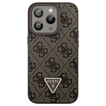 Guess Coque pour iPhone 15 Pro Élégant Imprimé 4G Caméra Surélevée Marron Foncé