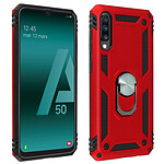 Avizar Coque Galaxy A50 Bi matière Rigide et Souple Bague Support Vidéo rouge